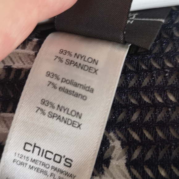 Chico's Travelers Collection Assymetrical Mesh Navy & White Cover Up Sz 3 or L - Picture 12 of 13